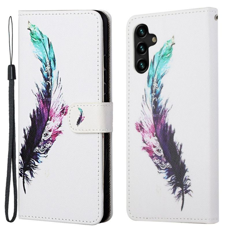 Leren Hoesje Samsung Galaxy A13 5g Riem Veer Bescherming Hoesje