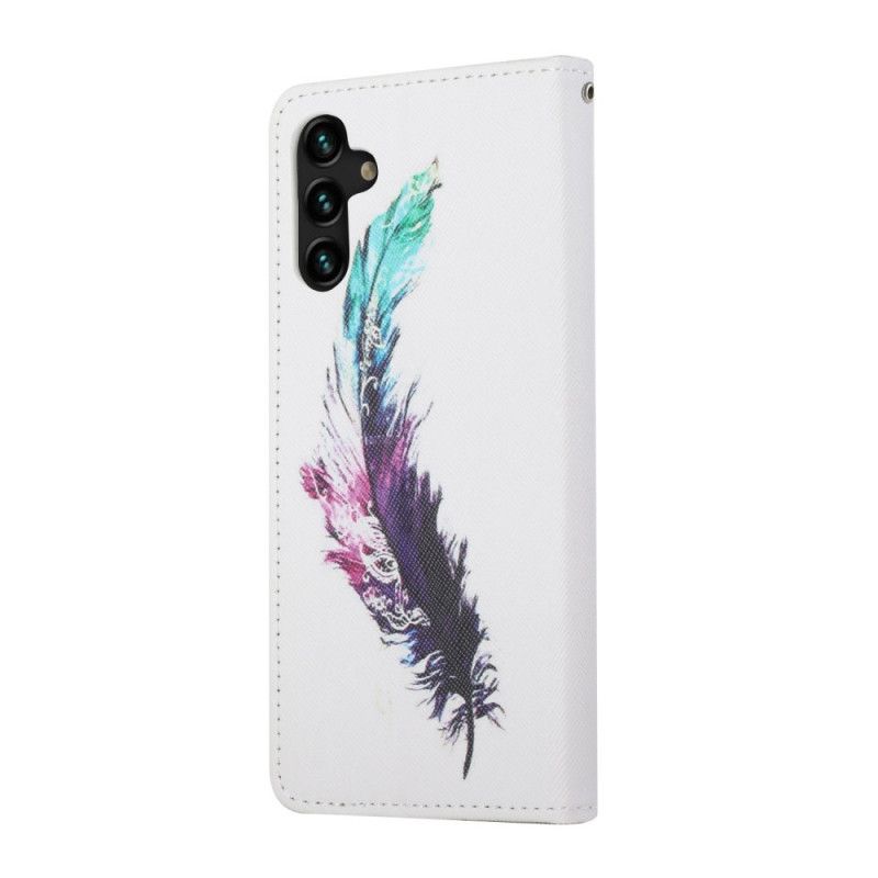 Leren Hoesje Samsung Galaxy A13 5g Riem Veer Bescherming Hoesje