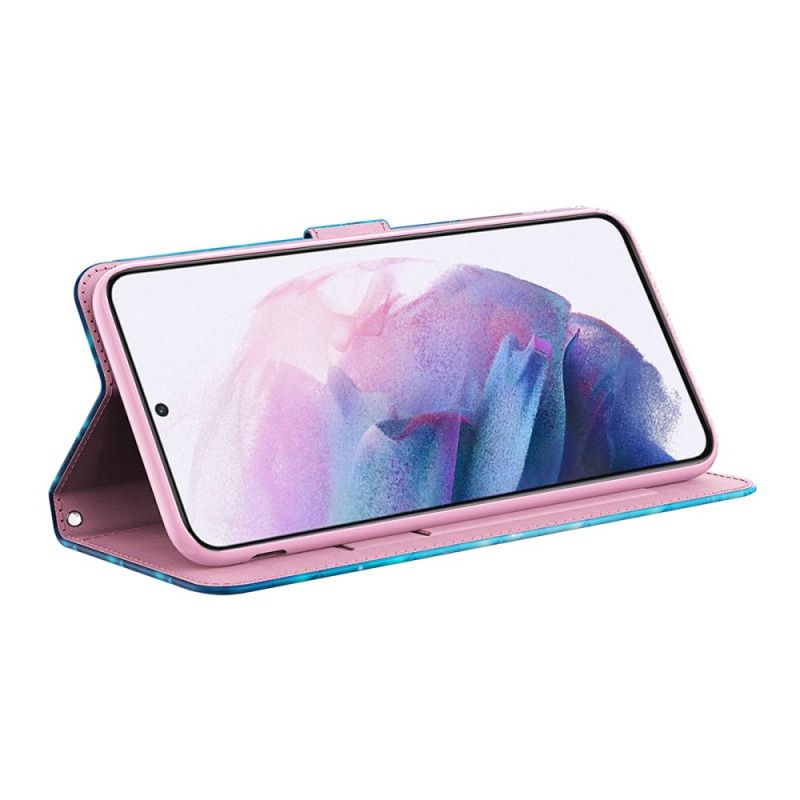 Leren Hoesje Samsung Galaxy A13 5g Vliegende Blauwe Vlinders Bescherming Hoesje