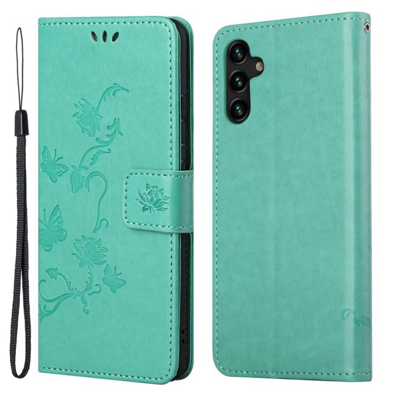 Leren Hoesje Voor Samsung Galaxy A13 5g Band Bloemen