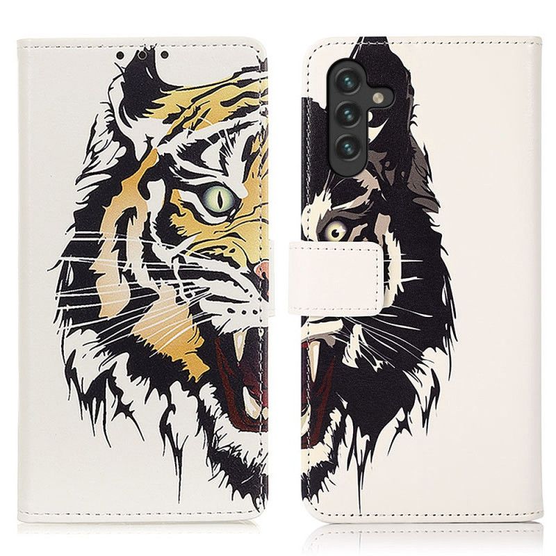 Leren Hoesje Voor Samsung Galaxy A13 5g Fierce Tiger