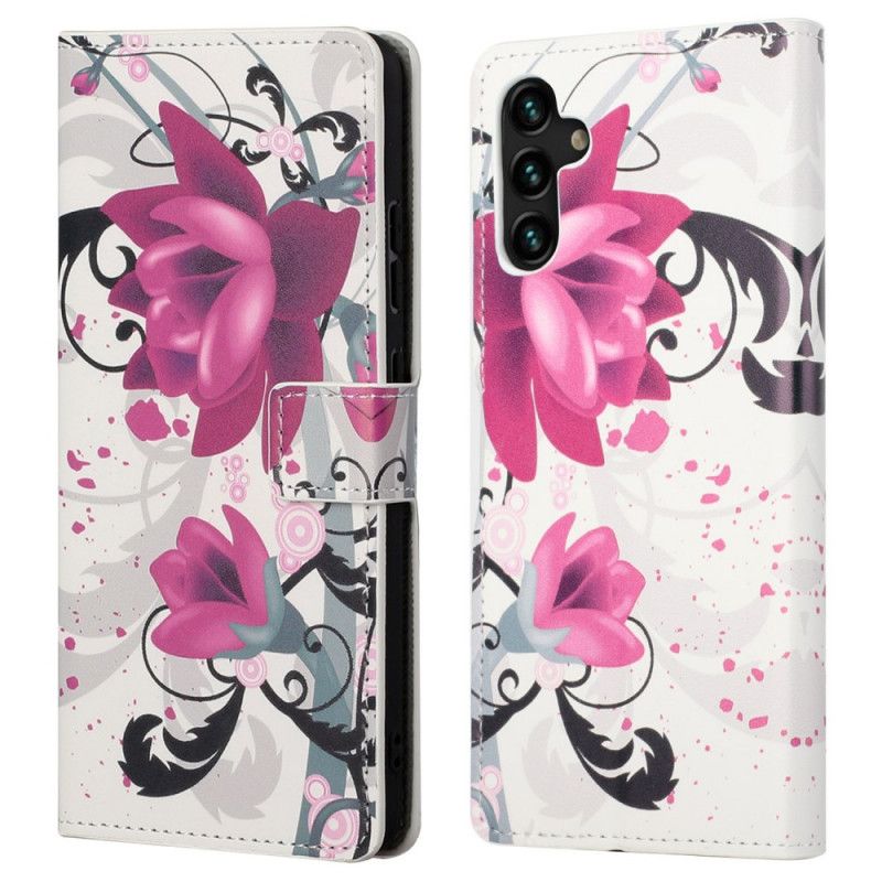 Leren Hoesje Voor Samsung Galaxy A13 5g Tropische Bloemen