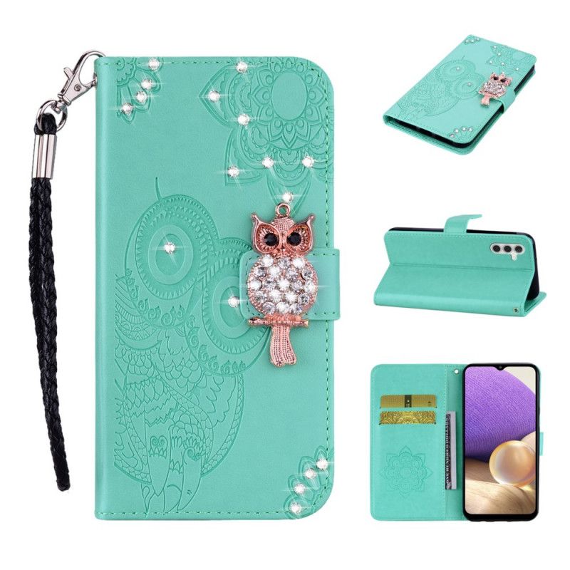 Leren Hoesje Voor Samsung Galaxy A13 5g Uil Mandala En Charm