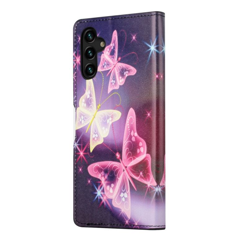 Leren Hoesje Voor Samsung Galaxy A13 5g Vlinders En Bloemen