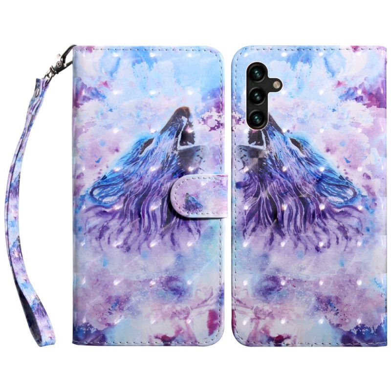 Leren Hoesje Voor Samsung Galaxy A13 5g Wolf Aquarel