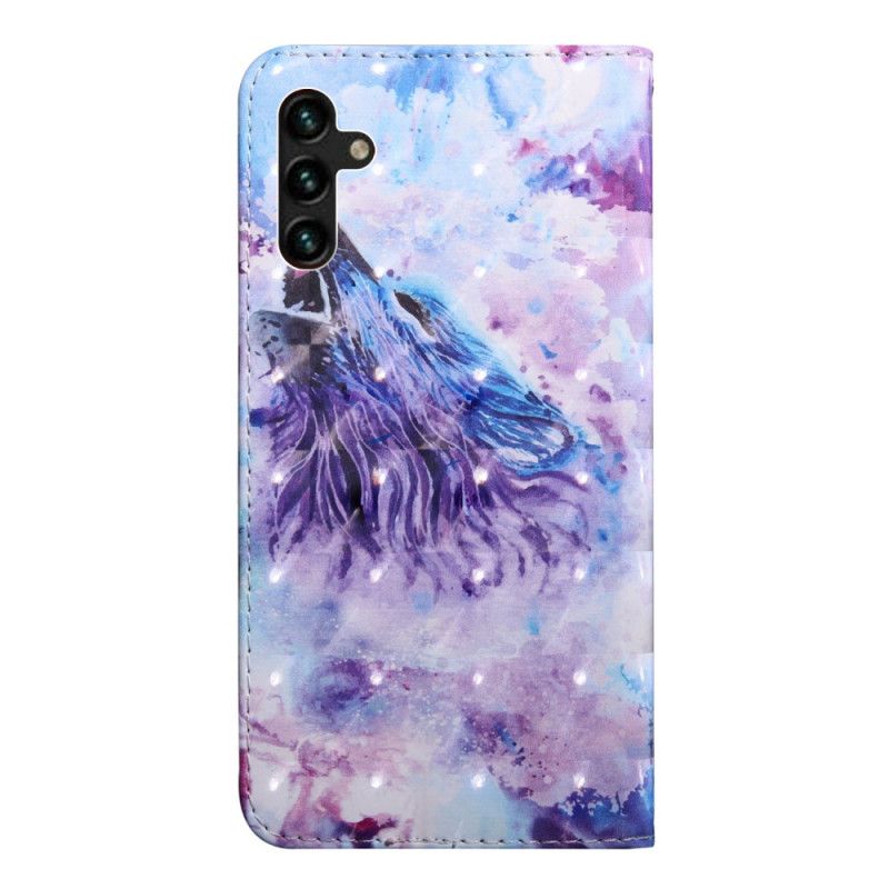 Leren Hoesje Voor Samsung Galaxy A13 5g Wolf Aquarel