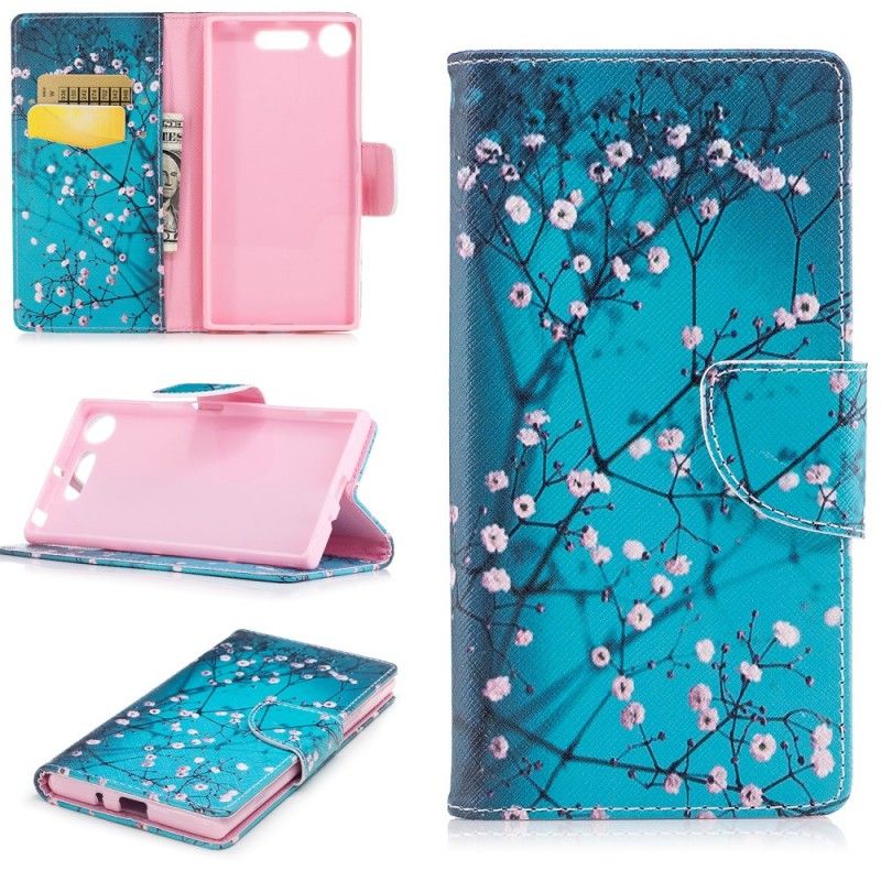 Flip Case Leren Sony Xperia XZ1 Bloeiende Boom