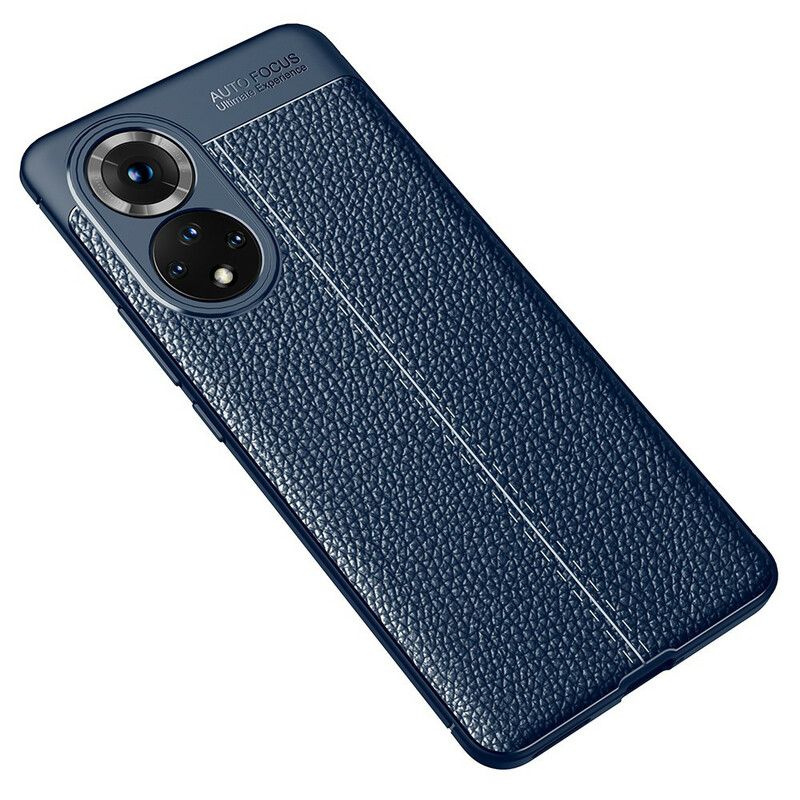 Case Hoesje Huawei Nova 9 / Honor 50 Telefoonhoesje Dubbellijnig Litchi-leereffect