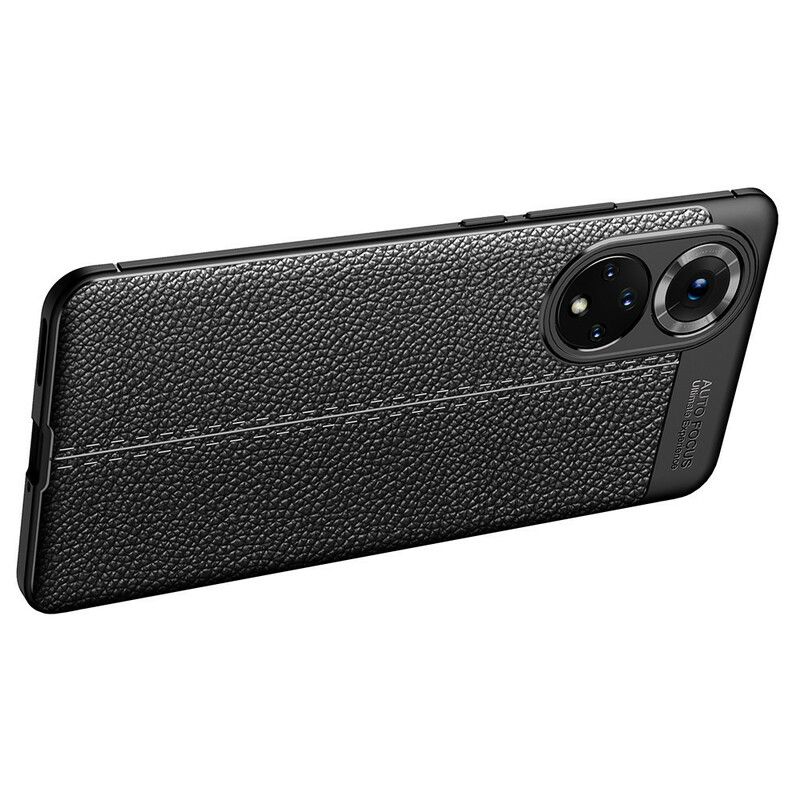 Case Hoesje Huawei Nova 9 / Honor 50 Telefoonhoesje Dubbellijnig Litchi-leereffect