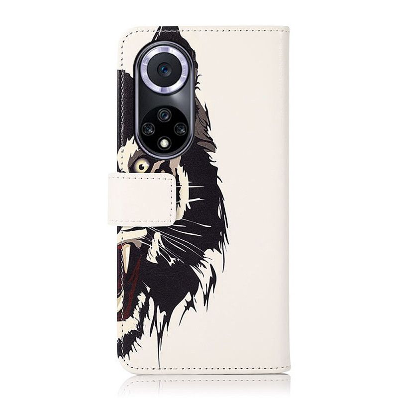 Leren Hoesje Huawei Nova 9 / Honor 50 Fierce Tiger Bescherming Hoesje