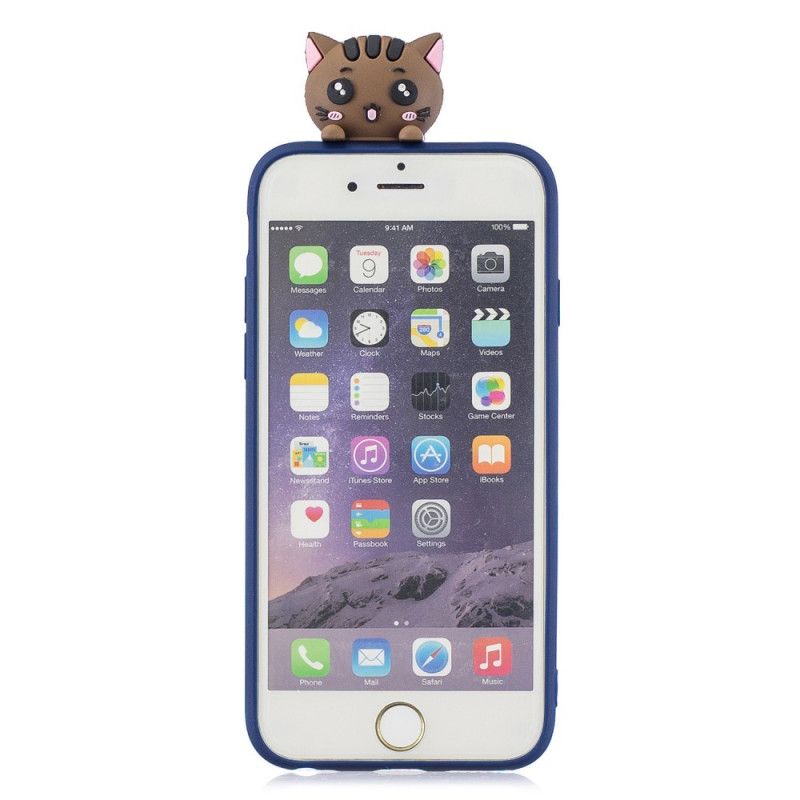 Case Hoesje iPhone 6 / 6S Donkerblauw Wit Telefoonhoesje 3D Katten