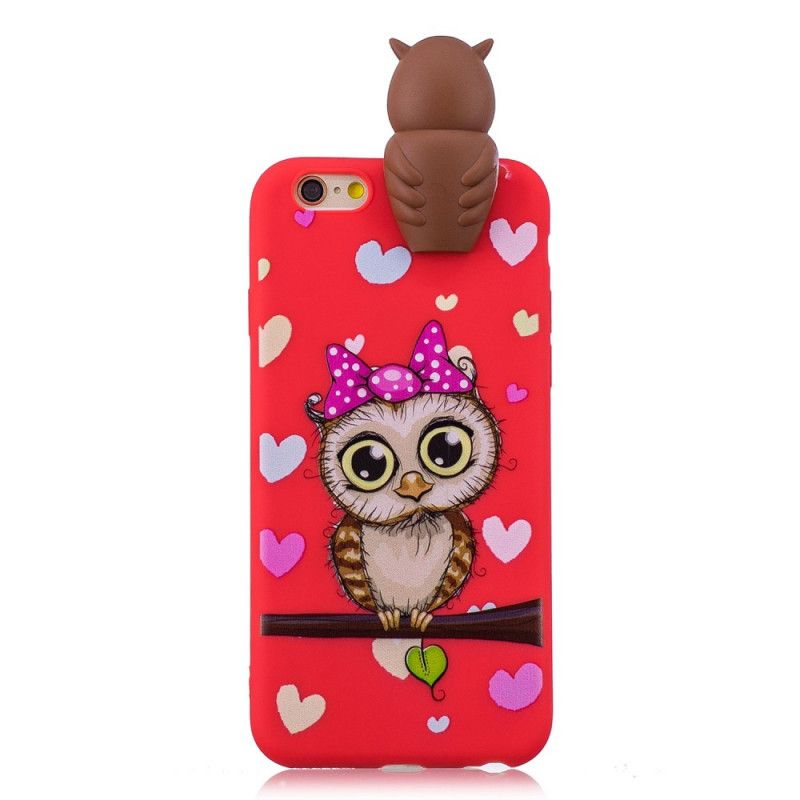 Cover Hoesje iPhone 6 / 6S Donkerblauw Rood Telefoonhoesje 3D Uil