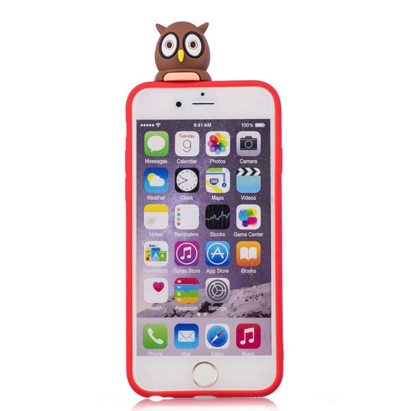 Cover Hoesje iPhone 6 / 6S Donkerblauw Rood Telefoonhoesje 3D Uil