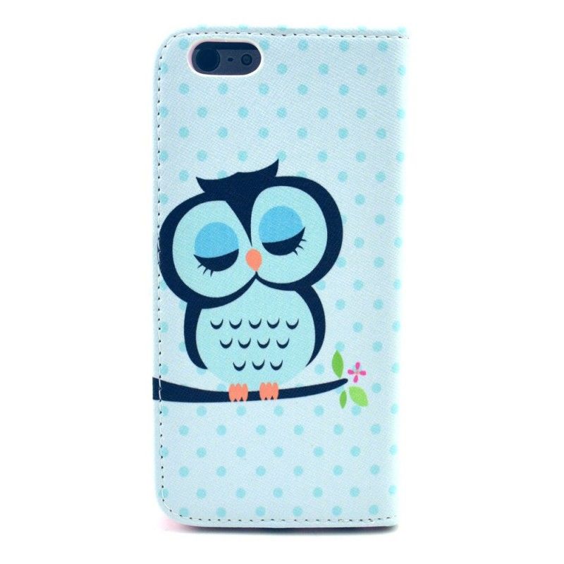 Flip Case Leren iPhone 6 / 6S Slapende Uil