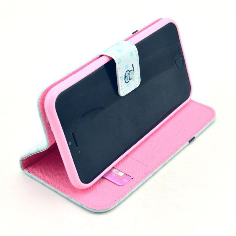 Flip Case Leren iPhone 6 / 6S Slapende Uil