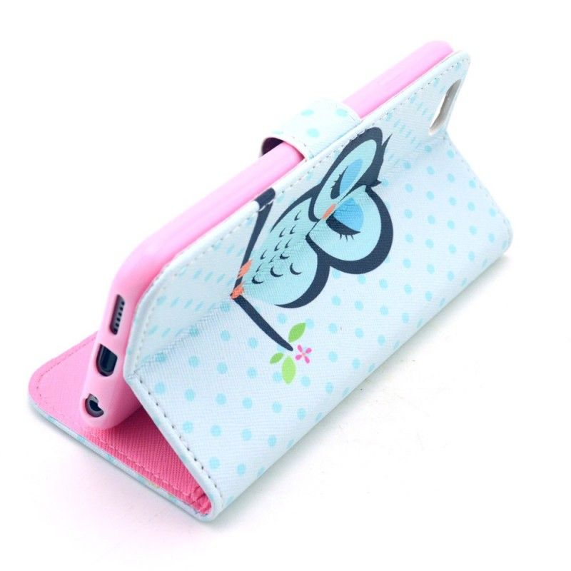 Flip Case Leren iPhone 6 / 6S Slapende Uil