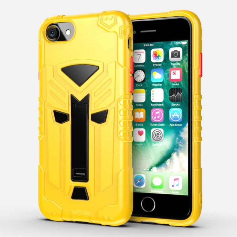 Hoesje iPhone 6 / 6S Geel Zwart Schild Met Kruk