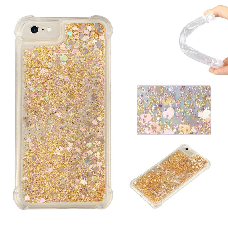 Hoesje iPhone 6 / 6S Lichtblauw Roze Wens Glitter