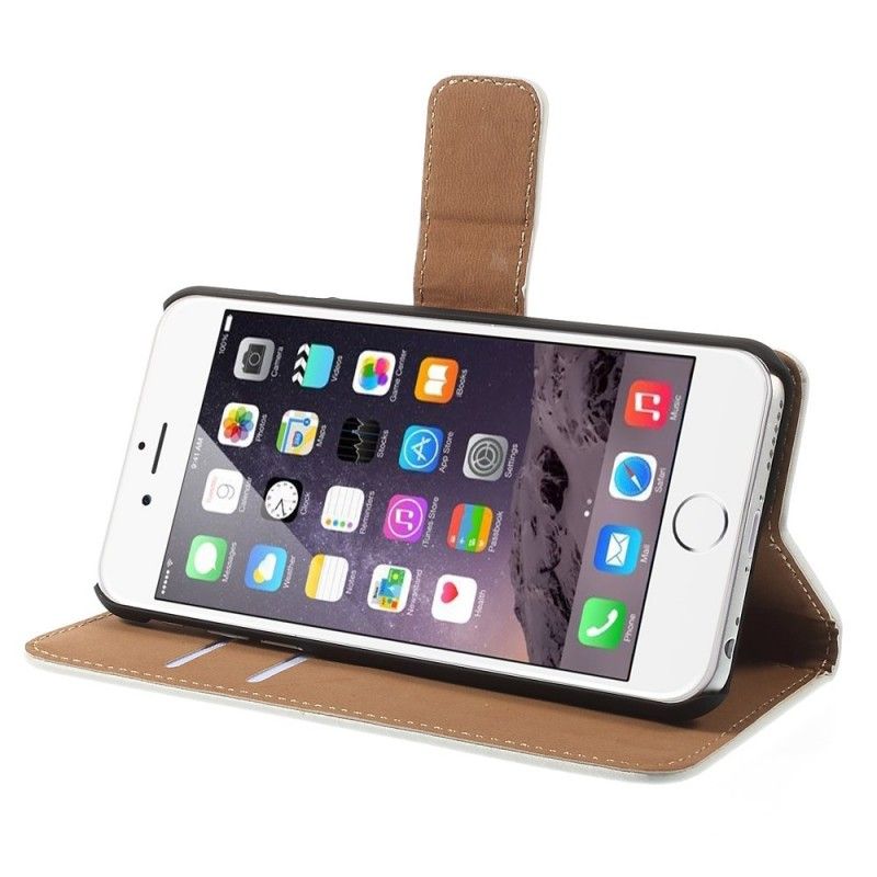 Leren Hoesje voor iPhone 6 / 6S Paars Lichtblauw Met Magneetsluiting