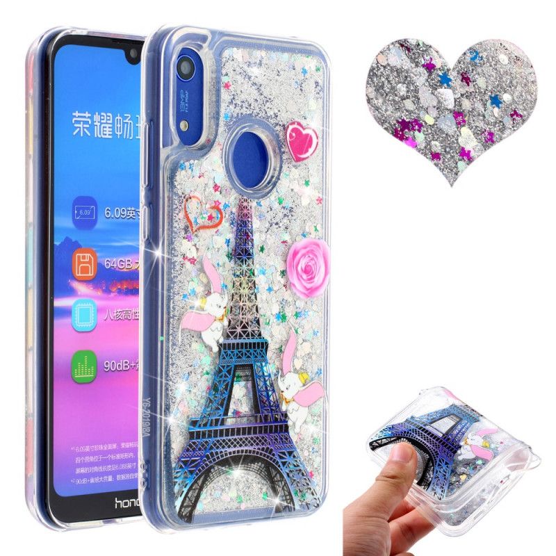 Cover Hoesje Huawei Y6 2019 Telefoonhoesje Eiffeltoren Glitter