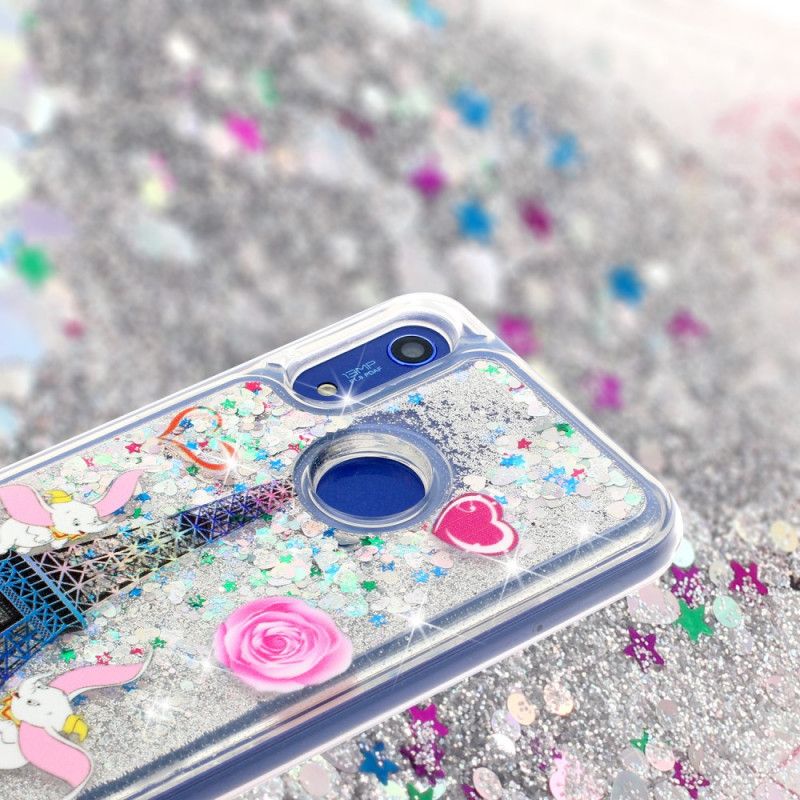 Cover Hoesje Huawei Y6 2019 Telefoonhoesje Eiffeltoren Glitter