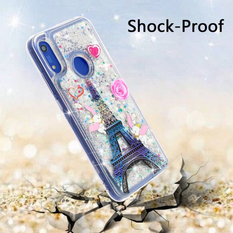 Cover Hoesje Huawei Y6 2019 Telefoonhoesje Eiffeltoren Glitter