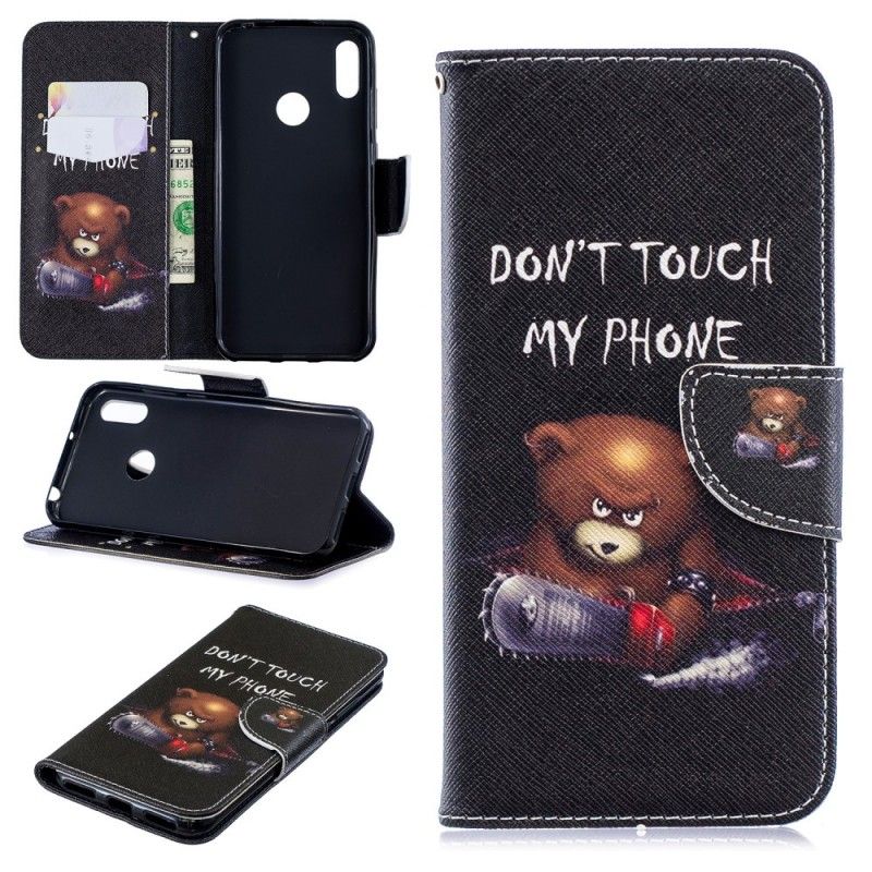 Flip Case Leren Huawei Y6 2019 Gevaarlijke Beer