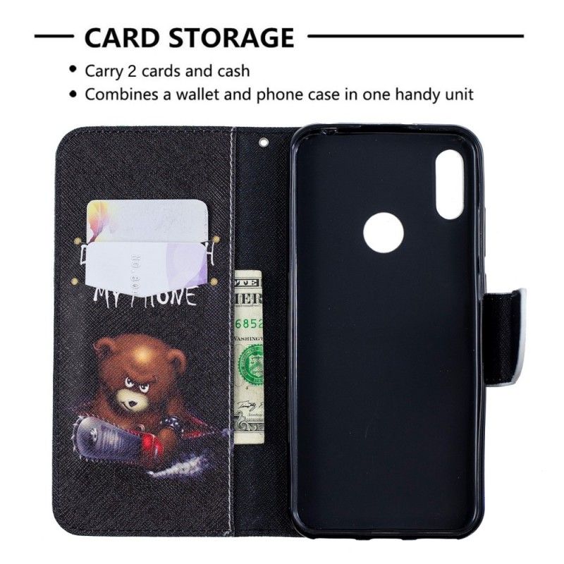 Flip Case Leren Huawei Y6 2019 Gevaarlijke Beer