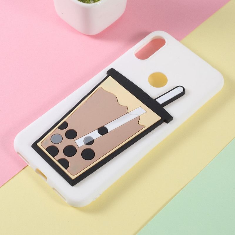 Hoesje Huawei Y6 2019 Wit Zwart 3D Bubble Tea