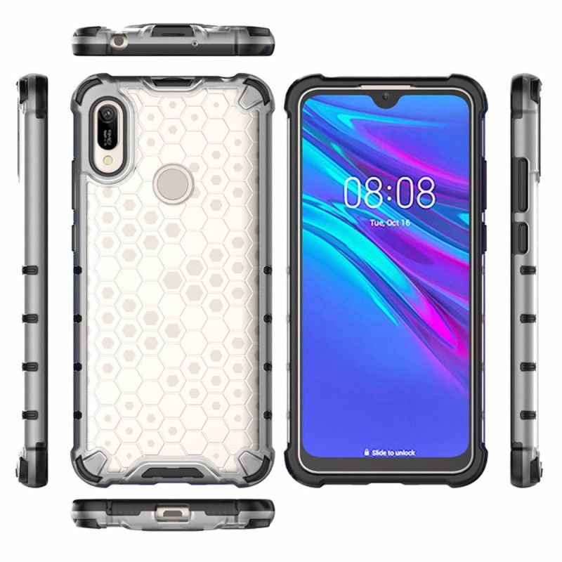 Hoesje voor Huawei Y6 2019 Wit Zwart Honingraatstijl