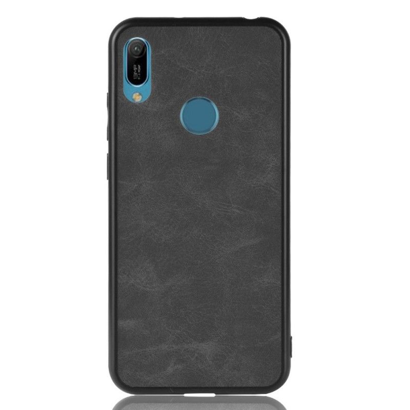 Hoesje voor Huawei Y6 2019 Zwart Vintage Look Leereffect