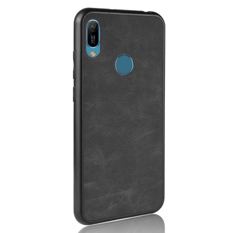 Hoesje voor Huawei Y6 2019 Zwart Vintage Look Leereffect