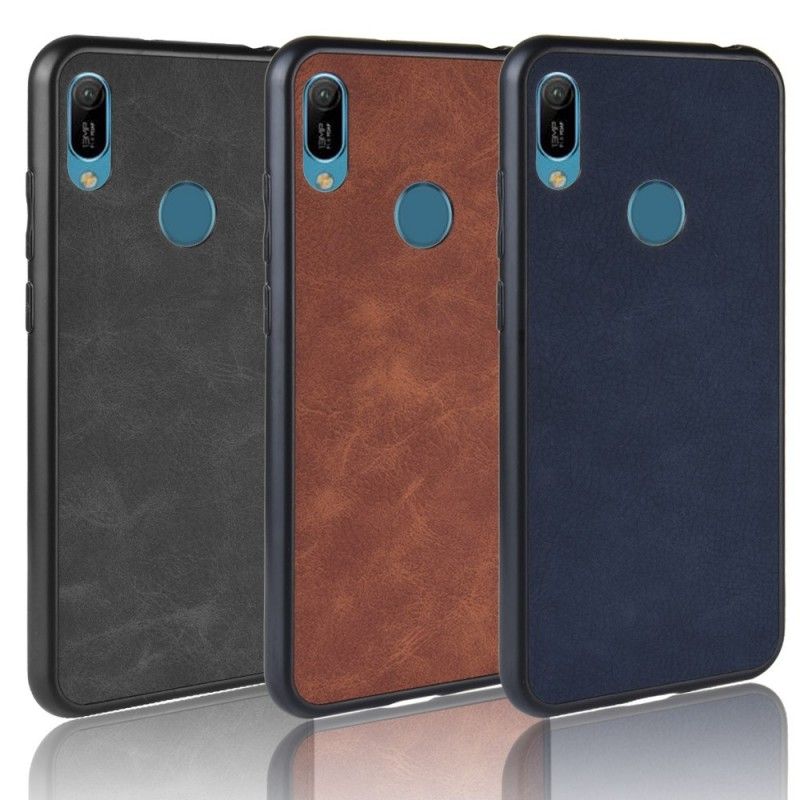 Hoesje voor Huawei Y6 2019 Zwart Vintage Look Leereffect