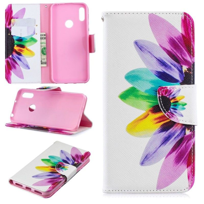 Leren Hoesje Huawei Y6 2019 Aquarelbloem