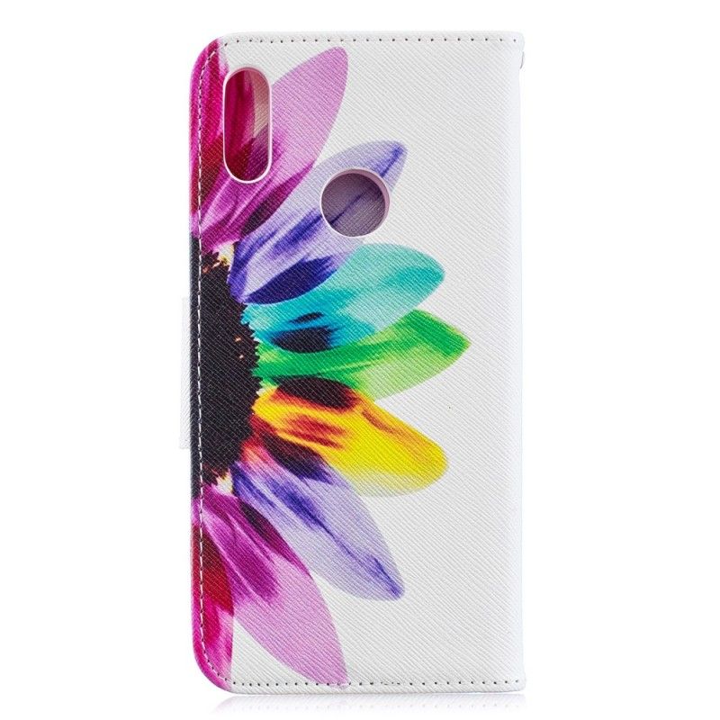 Leren Hoesje Huawei Y6 2019 Aquarelbloem