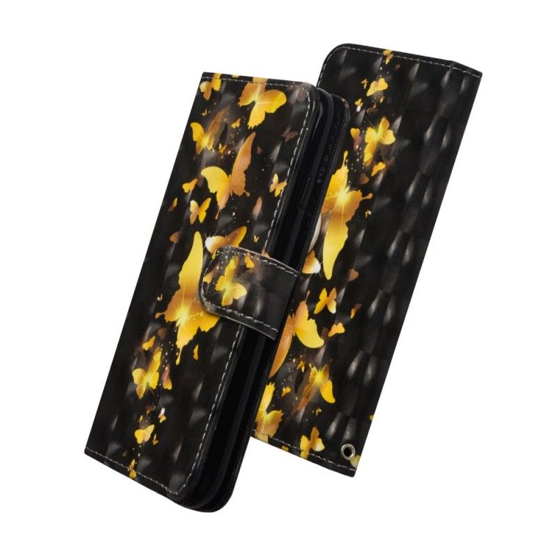 Leren Hoesje Huawei Y6 2019 Gele Vlinders