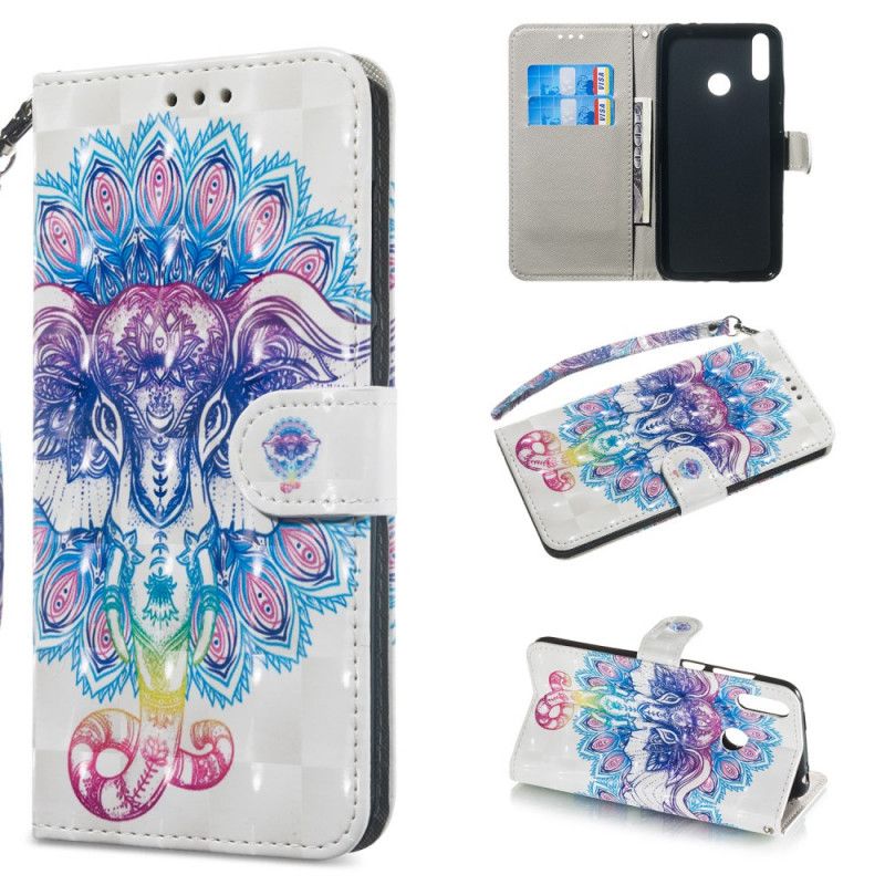 Leren Hoesje Huawei Y6 2019 Mandala Met Olifantenmotief