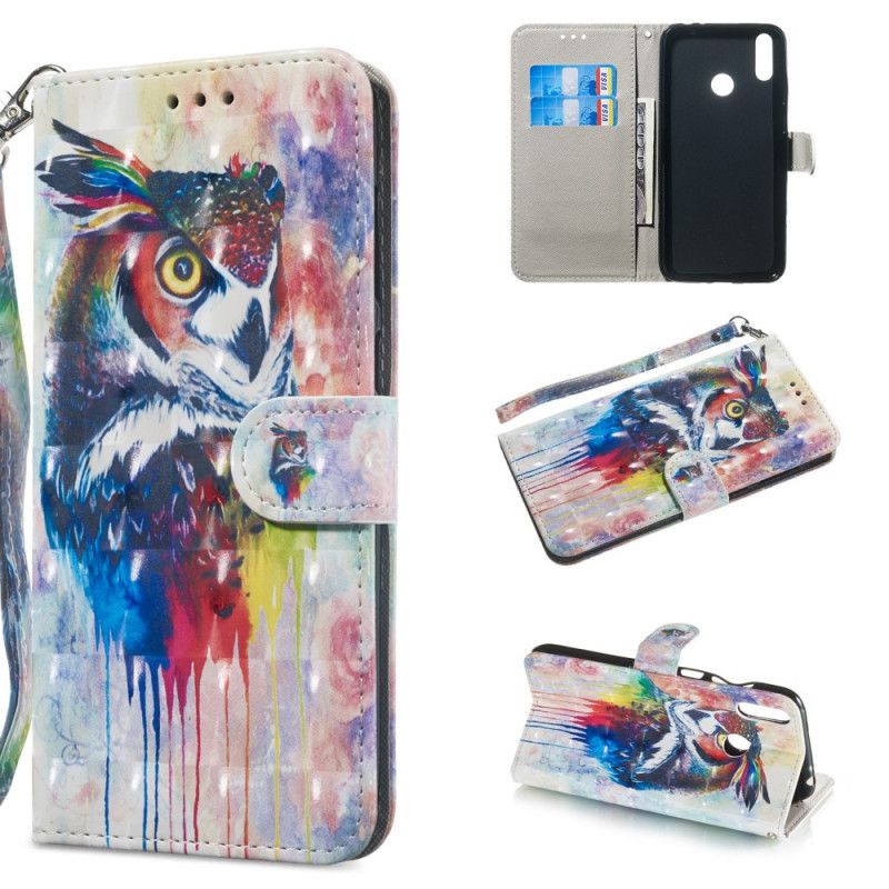 Leren Hoesje Huawei Y6 2019 Telefoonhoesje Druipende Uil