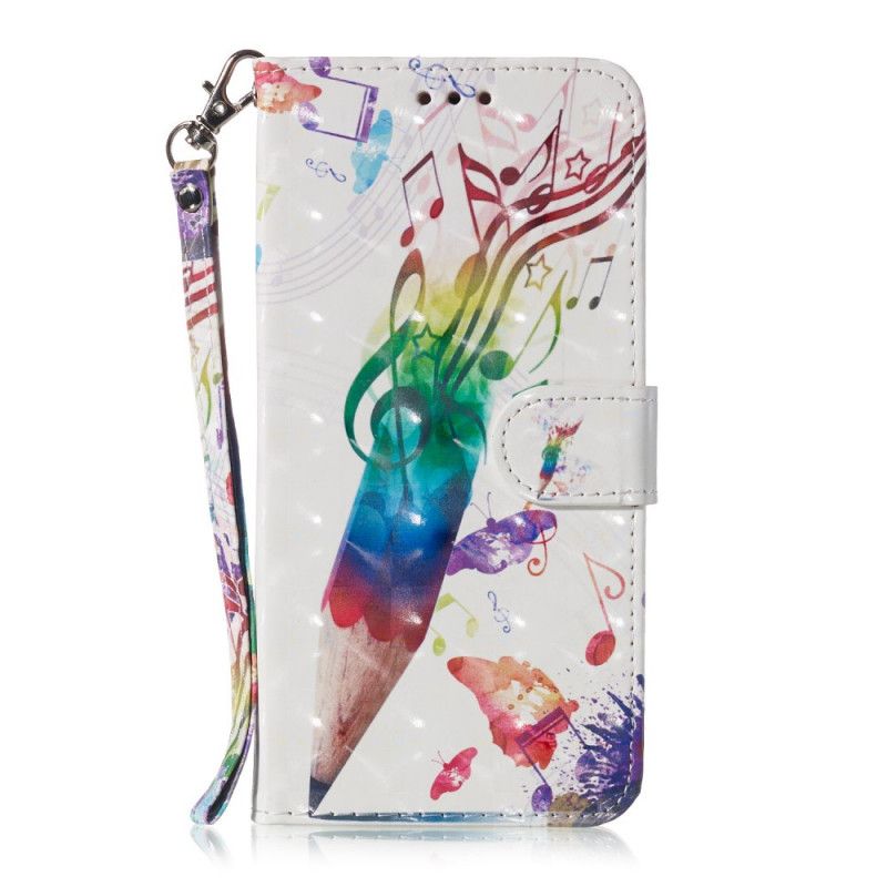 Leren Hoesje Huawei Y6 2019 Telefoonhoesje Muzikale Potloden