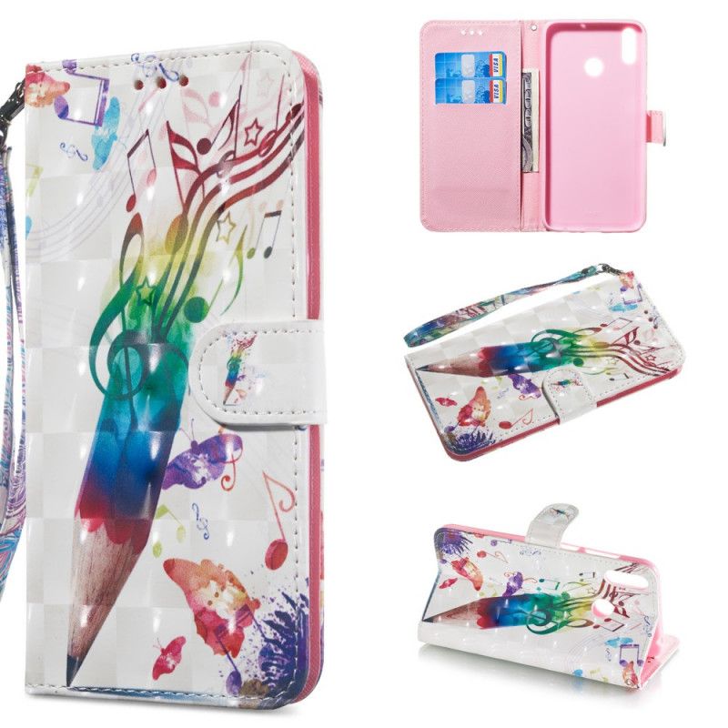 Leren Hoesje Huawei Y6 2019 Telefoonhoesje Muzikale Potloden