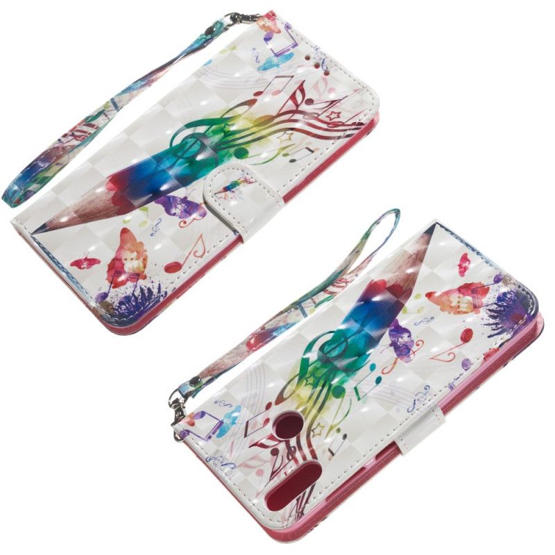 Leren Hoesje Huawei Y6 2019 Telefoonhoesje Muzikale Potloden