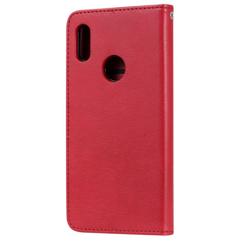 Leren Hoesje voor Huawei Y6 2019 Roségoud Donkerblauw Afneembare Schaal Met Riem