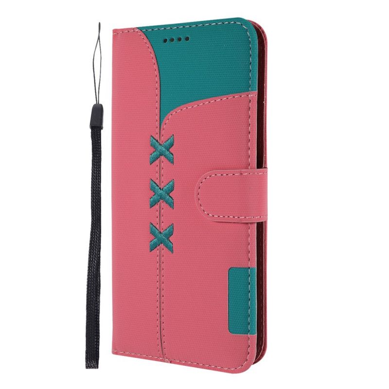 Leren Hoesje voor Huawei Y6 2019 Roze Grijs Chique Stijl