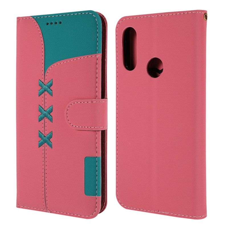 Leren Hoesje voor Huawei Y6 2019 Roze Grijs Chique Stijl