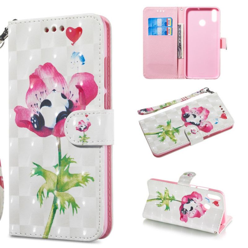 Leren Hoesje voor Huawei Y6 2019 Slapende Panda