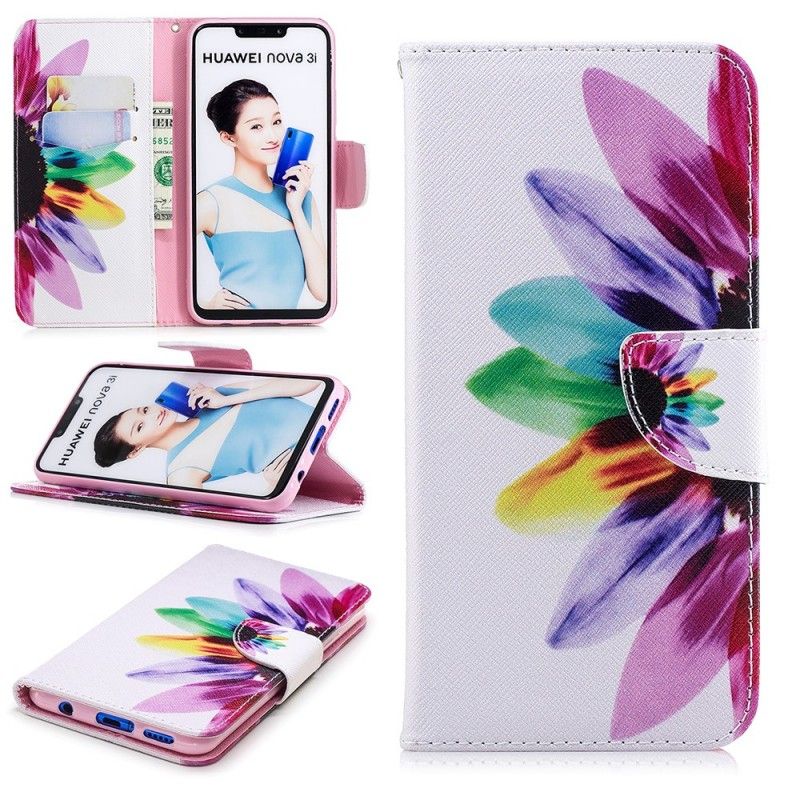 Flip Case Leren Huawei P Smart Plus Aquarelbloem