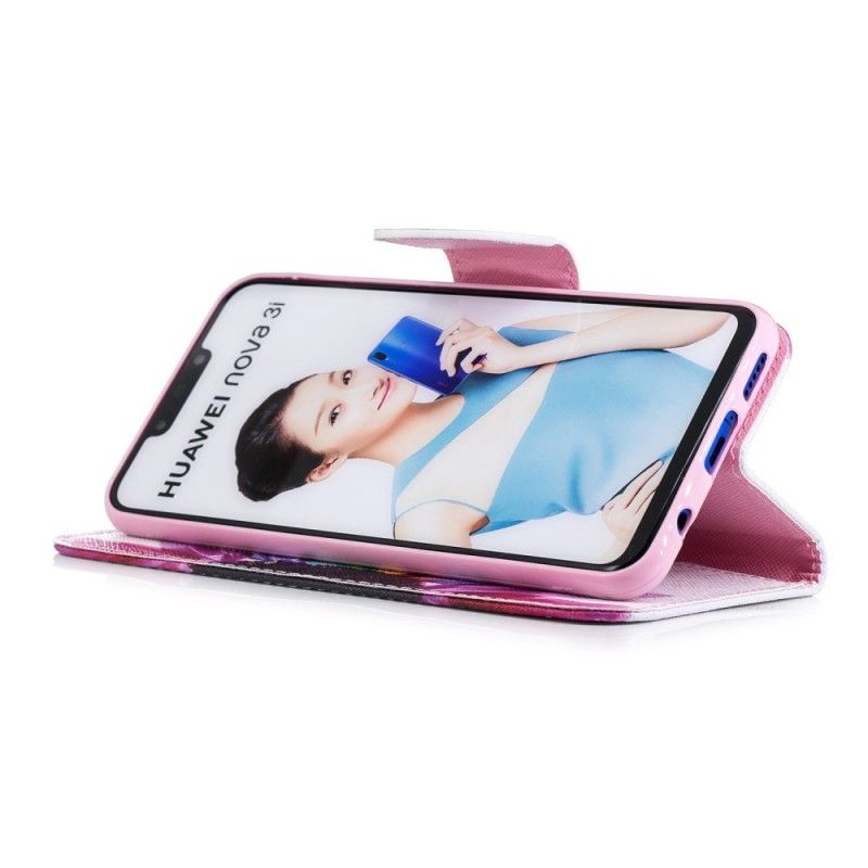 Flip Case Leren Huawei P Smart Plus Aquarelbloem