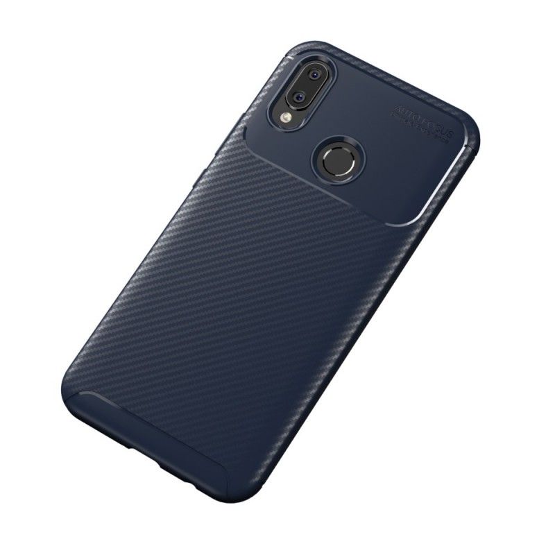 Hoesje Huawei P Smart Plus Bruin Donkerblauw Flexibele Koolstofvezeltextuur