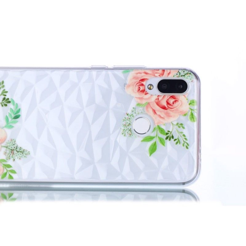 Hoesje Huawei P Smart Plus Diamanttextuur En Bloemen