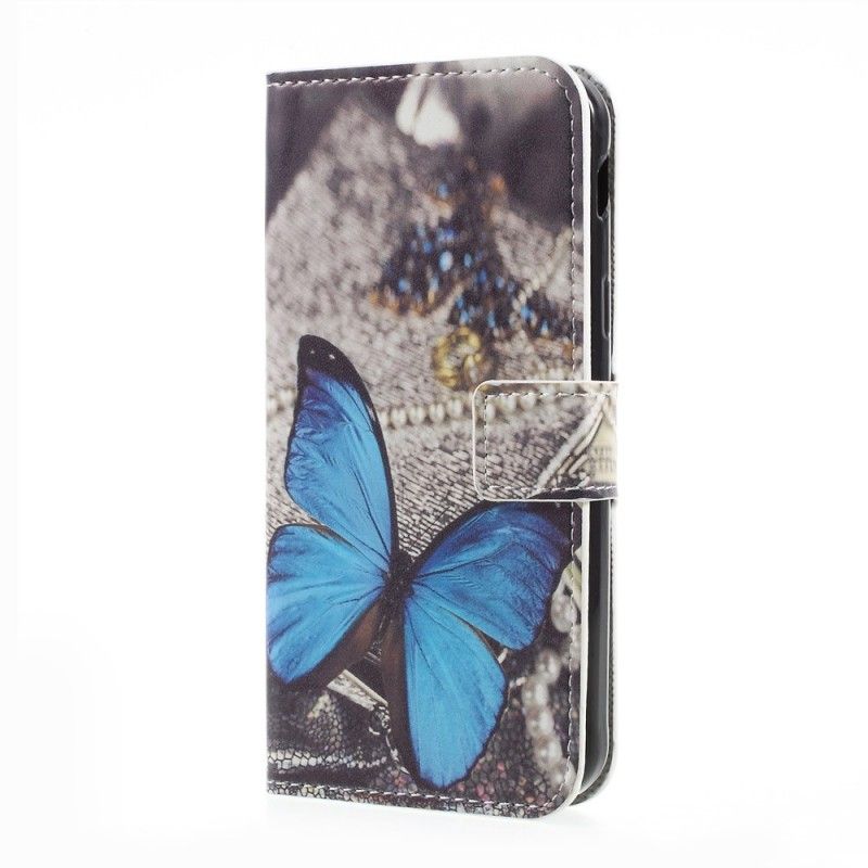 Leren Hoesje Samsung Galaxy XCover 4S / 4 Blauwe Vlinder